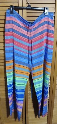 Calça Palazzo Ralph Lauren Feminina Tamanho 6 Leve Seda Cordão Listrado - Imagem 1 de 4