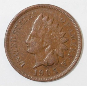 1905 Indian Head Penny, coin is a Very Fine small cent (8+ items ship for free) - Picture 1 of 2