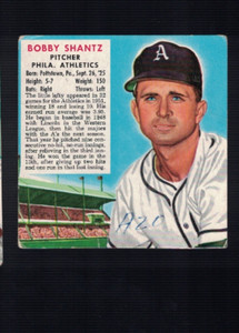 Bobby Shatz Philadelphia Athletics 1952 Red Man Baseball Card No Tab Poor