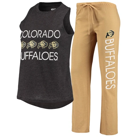 Women's Concepts Sport Black/Gold Colorado Buffaloes Team Tank Top & Pants Sleep Cover