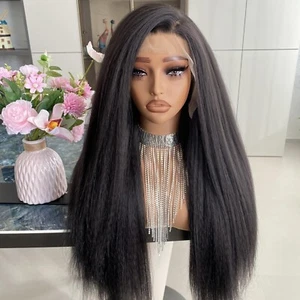 Yaki Straight Wig 13x6 Lace Front Wig For Black Women HD Pre plucked Frontal - Picture 1 of 6