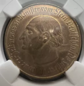 1922 Germany 100 Mark Westphalia Lamb Gilt Bronze NGC MS63 Lustrous - Picture 1 of 4