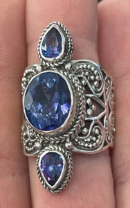 Designer SARDA Solid Sterling Silver Sunset Topaz Mystic Quartz Ring Size 8 - Picture 1 of 17