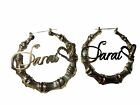 Earrings Gold Plated Hoop Bamboo Style Personalized Earrings With Name “saraí”