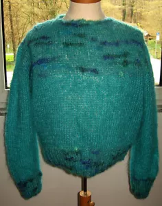 Pullover · Langhaarmohair · handgestrickt · superflauschig · türkis - Bild 1 von 6