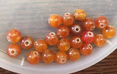 Lote De Cuentas Lucite Redondas Rayadas Tono Naranja Tono Tono Mezcla Japón De Colección Foto 1 de 3