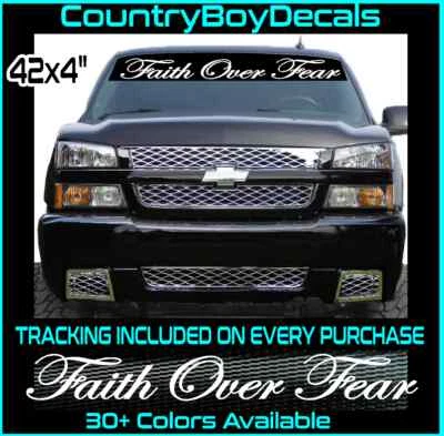 Faith Over Fear 42" Vinyl Decal Sticker Blessed Jesus God Bible Car Truck Window - Image 1 of 3