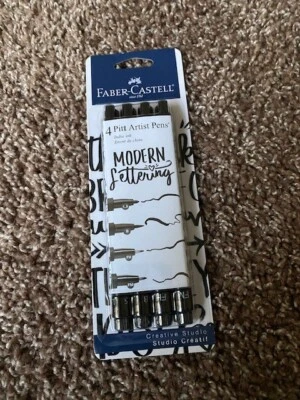 Faber Castell Black Modern Lettering Pitt Artist Pen Set, 4 Count - Image 1 of 3