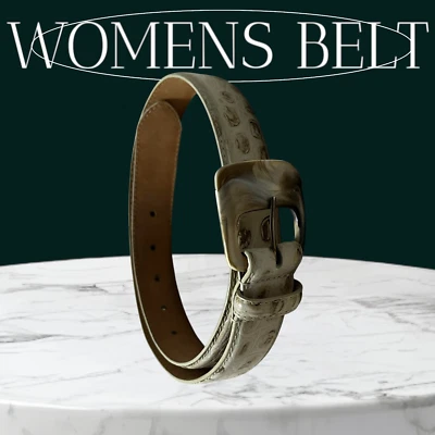 Cinturón de piel de becerro de cuero genuino WCM New York para mujer - marfil mediano - estampado animal Foto 1 de 4