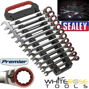 Sealey Reversible Ratchet Combination Spanner Set 12pc 8-19mm 100T Open End Ring - Picture 1 of 5