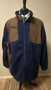 BOULDER CREEK Trading Co 3XL Fleece Jacket Mens Blue Brown Cabincore Grandpa - Picture 1 of 12