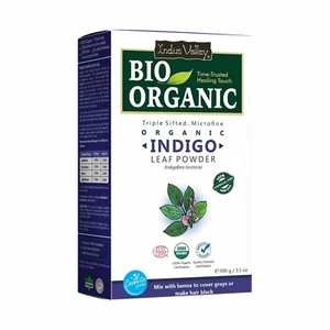 IndusValley Bio Organic 100% Herbal Indigo Powder for Natural Hair Coloring 100G - Picture 1 of 8