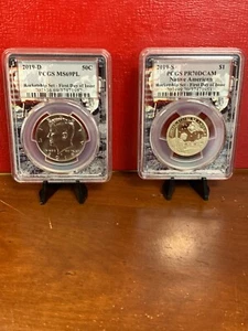 2019-D MS69PL 2019-S PR 70 DCam FDOI PCGS Rocket Ship Set Native JFK - Picture 1 of 10