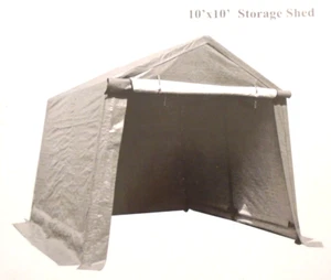 Abba Patio 10' x 10' Outdoor Shed Heavy Duty Car Canopy Gray APPSSD1010GW - Picture 1 of 4