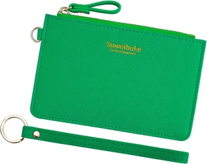 Women Slim RFID Card Case Holder Wristlet Zip ID Case Wallet Small Green - Picture 1 of 7