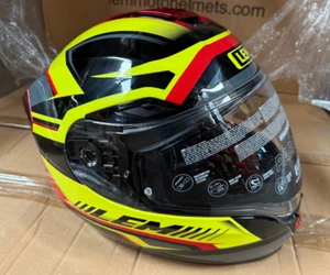 NEW LEM Motorcycle Helmet PARAGON Yellow / Red DOT SIZE Small 55-56CM - Bild 1 von 9