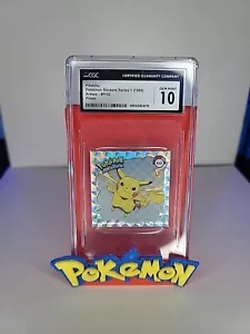 1999 Pokémon Stickers Pikachu Series 1 Prism Sticker CGC 10 - FREE SHIPPING 🔥 - Picture 1 of 4
