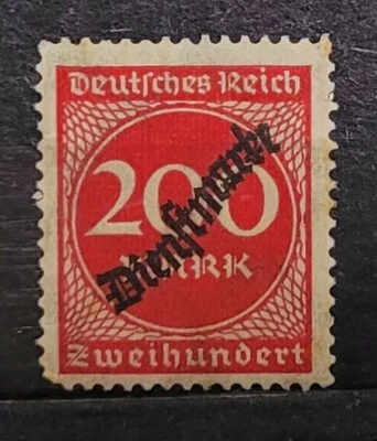 German Weimar Reich 200 mark 1923 Print Diagonal Dienstmarken - Official Stamp - Image 1 of 2
