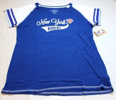 NBA New York Knicks Women's Curvy Multicount Short Sleeve Raglan Top Blue 1X New - Image 1 of 3