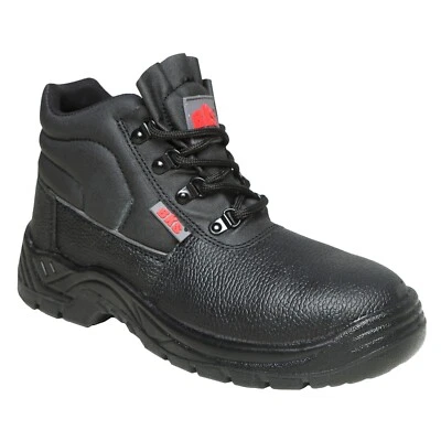 Mens Safety Steel Toe Cap & Midsole Work Boots Black Leather Size 3 to 12 UK