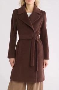 $1198 Fleurette Women's Wool Blend Wrap Coat Jacket in Chestnut Brown Size 6 - Picture 1 of 1