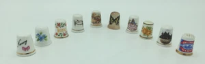 Konvolut (10) englische China Porzellan Fingerhüte, Goldband, Blumen, verschiedene, gemarkt - Bild 1 von 2