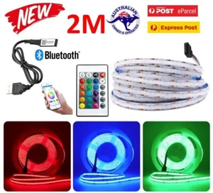 2M RGB COB Strip Light 1152 LED USB 5V Bluetooth Phone Remote Control Flexible - Picture 1 of 7