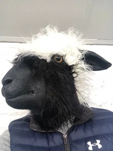 Woolly Sheep Head Mask Latex Full Head Farm Animal Shaun Masks Costume Accessory - Picture 1 of 7