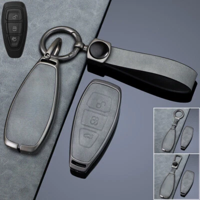 Zinc Alloy Leather Car Key Case Cover For Ford Fiesta Mondeo Focus C-Max Kuga - Image 1 of 4