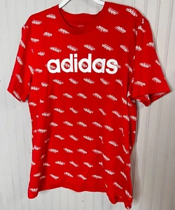 Adidas Mens TSHIRT XL Signature Red White Logo Pullover Cotton NEW - Picture 1 of 17