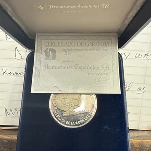 Rare 1982 Spain Soccer World Cup FIFA Silver Proof Medal Mascot Naranjito - Picture 1 of 5