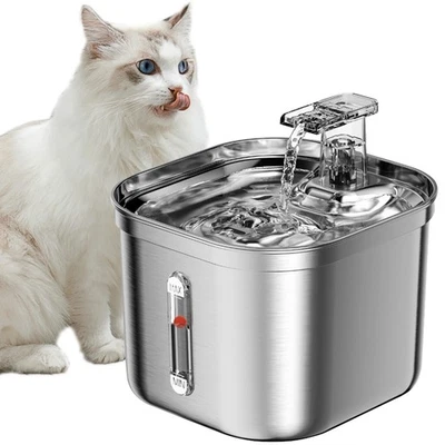 STAINLESS STEEL PET WATER FOUNTAIN Fuente de agua automática para gatos y mascotas de acero inoxidable