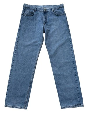 Y2K Lee Brooklyn Men's Straight  Blue Mid Rise Thick Solid Jeans W37 L32 Vintage - Image 1 of 4