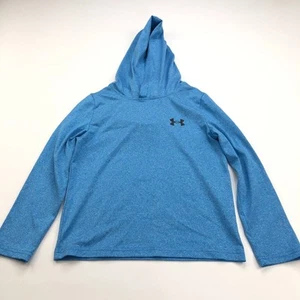 Under Armour Hoodie Youth XS Blue Solid Spell Out Cowl Neck Boys Lightweight - Picture 1 of 10