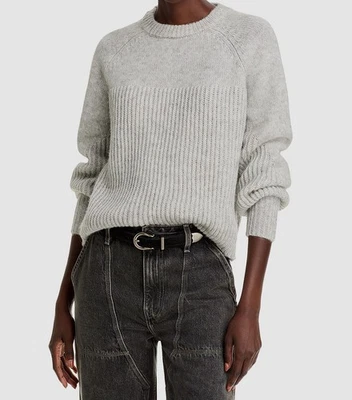 Single Thread Women's Gray Wool Mixed-Rib Long Sleeve Crewneck Sweater Size XS - Image 1 of 2