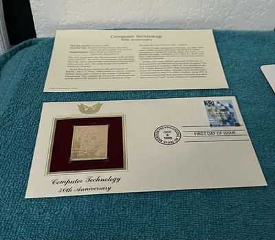 Réplica de sello de oro de 22 kt edición primer día 1996 tecnología informática envío gratuito Foto 1 de 3