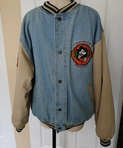 Vintage 90s Mickey Mouse American Original Disney Store Varsity Jeansjacke L  - Bild 1 von 21