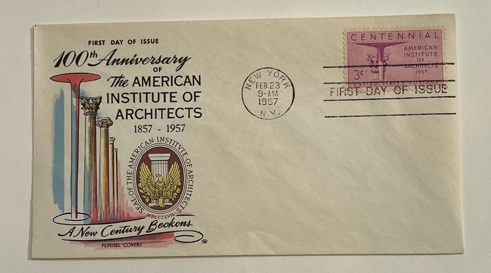 US FDC 1957 Scott #1089 - 100th Ann. American Inst. of Architects - Fluegel - Image 1 of 1