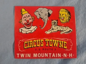 Vtg Circus Towne Twin Mountain NH Advertising Sticker Cut-Out - Picture 1 of 2