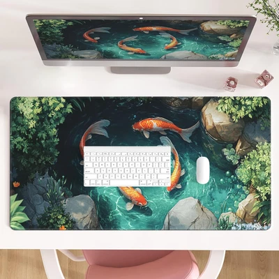 Gaming Cute Koi Fishes Mouse Pad XL - Large Mouse Mat Desk Pad, Stitched Edges M - Image 1 of 4
