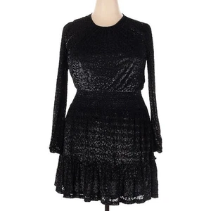NWT Michael Kors Black Animal Print Velvet Burnout Smocked Dress SIZE XL $155 - Picture 1 of 10