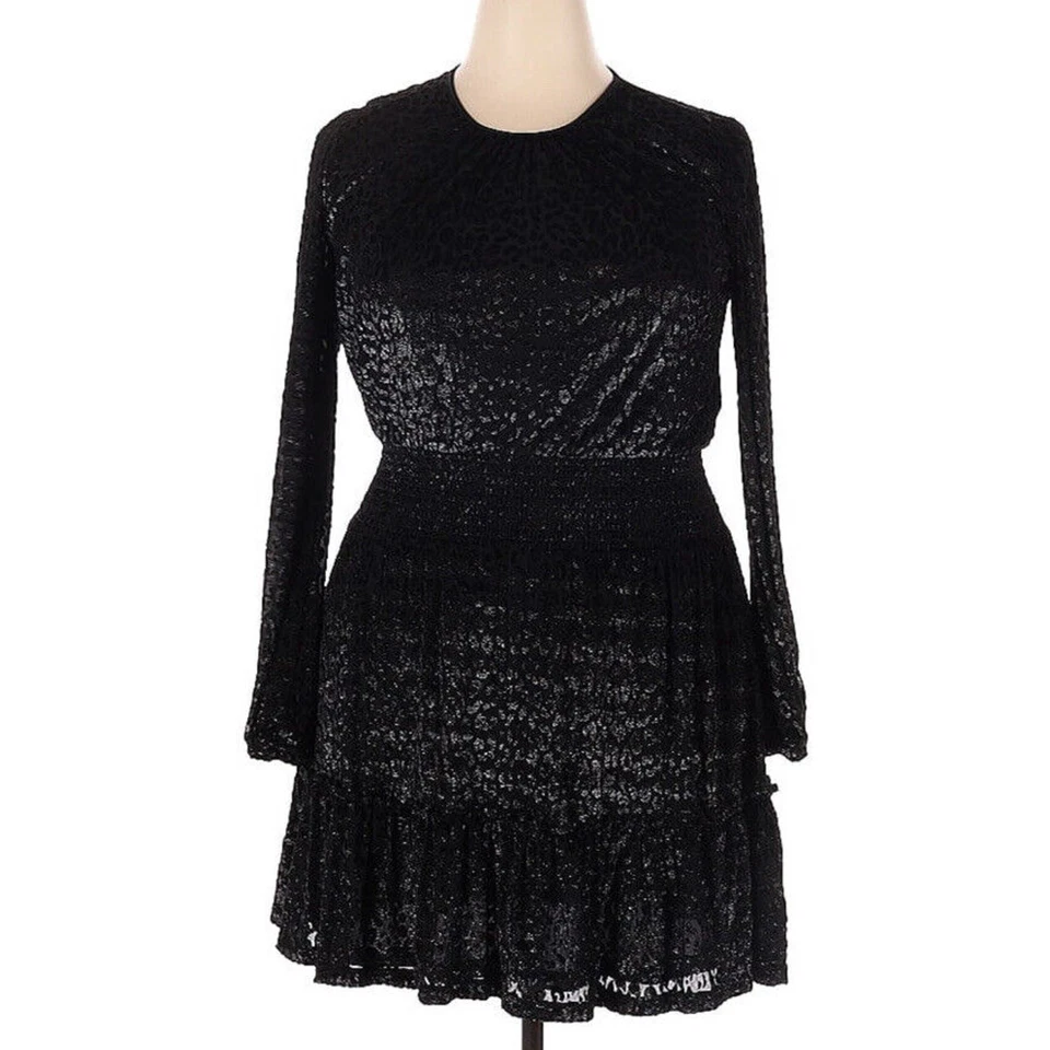 Michael Kors 0x Plus Size Wildcat Smocked A-line Dress Black