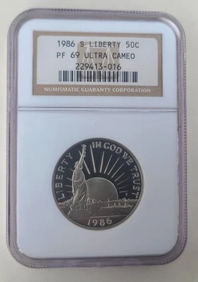 1986-S 50c Statue of Liberty Commemorative Half Dollar NGC PF 69 ULTRA CAMEO  - Image 1 of 4