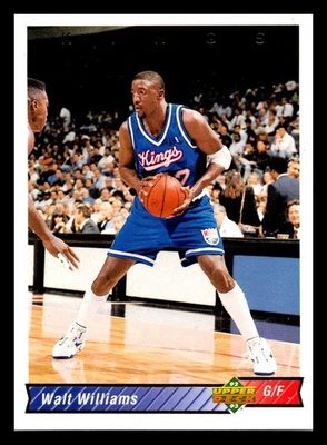 1992-93 Upper Deck Walt Williams #330 Rookie RC Sacramento Kings - Image 1 of 3