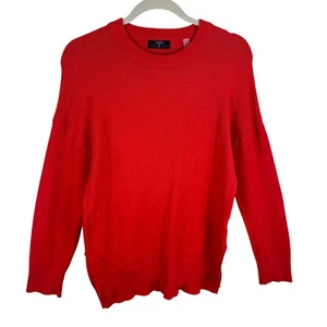 Tahari roter Langarm Rundhals Plüsch Stretch Pullover Pulli Gr. L - Bild 1 von 6