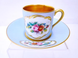Limoges Cabinet C&S Blue Floral Fully Gilt Interior #2 - Picture 1 of 7