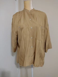 Vince Damen Seidenmischung Utility Button Down Hemd Khaki Größe Large  - Bild 1 von 16