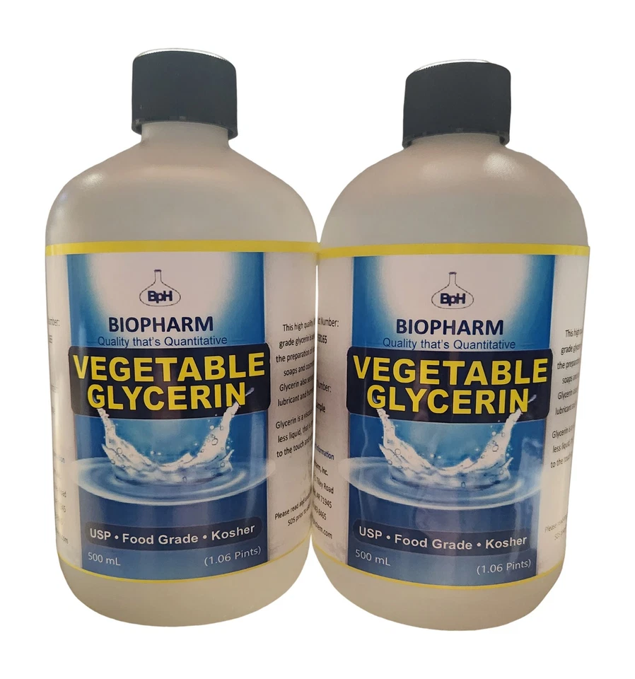 BIOPHARM Vegetable Glycerin USP, Food Grade, Kosher 2-Pack 500 mL each