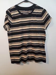 Camicia da donna Goodthreads nera e marrone a righe medie - Foto 1 di 9