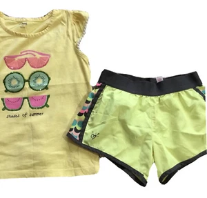 GYMBOREE JUSTICE Girls size 10 SHADES OF SUMMER SHIRT SHORTS OUTFIT EUC - Picture 1 of 4